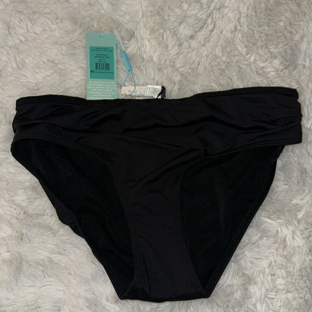 NWT Sea Level Swim Bottoms US Size 6 Mid Bikini Black Bottoms Reg 69.95